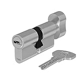 Yale Europrofil Zylinder 1000 PLUS Serie Drehknaufzylinder 30/30mm Nickel matt mit 4 Schlüsseln für Wohnungstüren mit komfortabler Bedienung