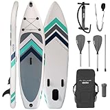 ALPIDEX Stand Up Paddle Set SUP 305 x 76 x 15 cm Belastbar bis 150 kg Aufblasbar Stabil Leicht Komplett Set Tragetasche Paddel Finnen Luftpumpe Leash Repair Kit, Farbe:White
