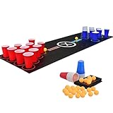 Bierpong Set Mit 24 Wiederverwendbaren Partybechern + 24 Bällen + Tischmatte, Trinkspiel Für Erwachsene Bei Partys, Camping, Hochzeiten & Geburtstagen