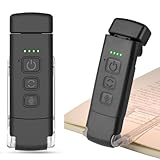 Leselampe Buch Klemme, Wiederaufladbare Buchlampe - Augenschonend mit 3 Farbtemperaturen, 5 Helligkeitsstufen | 9 LEDs, Winkelverstellbar, LED Klemmlampe für Buchliebhaber und Kinder (Schwarz)