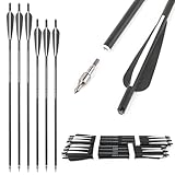 Poearcus Bogenschießen Armbrustbolzen 20/22 Zoll Carbonpfeil 500 Spine Jagd Zielpfeil für Compoundbogen Recurvebogen 12pcs (20 inch)