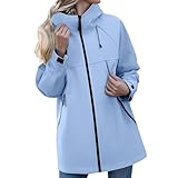Regenjacke Damen Wasserdicht Windbreaker, Sportjacke Damen Funktionsjacke Atmungsaktiv Bergangsjacke Regencape Leichte Jacke Übergangsjacke Mit Kapuze College Jacke Gefüttert Sweatjacke