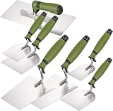 Colorus Kellen Set Maurer/Stuckateure 8 tlg. | Putzkellen Maurerkelle aus rostfreiem Edelstahl | Glättekelle Gipserspachtel Gipserkellen Gipser Becher | Stuckateurwerkzeuge Maurer Fliesenleger