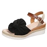 EMAlusher Keilsandalen Damen Plateau, Sommer Zehentrenner Schuhe, Slip On Stiefeletten Open Toe Schuhe Slingback-Sandalen Roman Style Flip Flops für Frauen Zehenstegsandalen Weichen Sohlen