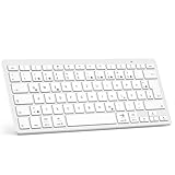 Emetok Deutsche Bluetooth Tastatur für iPad, Ultra-dünn QWERTZ Tastatur kompatible mit 10.2/9.7,iPad Pro 11/12.9/ Air/mini/iPhone, inkl 2 AAA Batterie,Stabile Verbindung