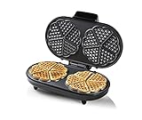 Bestron Doppel-Waffeleisen für klassische Herzwaffeln, Waffelmaker mit Backampel & Antihaftbeschichtung, 1.200 Watt, Farbe: Kupfer