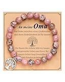 POWWA Oma Geschenk, Geschenk für Oma Geburtstag Weihnachten von Enkelin Enkel Sohn Lebensbaum Naturstein Armband Personalisiert Valentinstag Muttertagsgeschenk