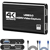 4K HDMI Video Capture Card,Audio Video Capture Card,USB3.0 1080P 60FPS Video Recorder für Streaming Gaming Broadcasting, funktioniert mit Xbox Series X/S, Xbox One X/S, PS5,Switch/Kamera/PC/OBS