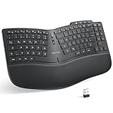 OMOTON Ergonomische Tastatur Kabellos, gepolsterte Handballenauflage, wiederaufladbare kabellose Tastatur, 2.4GHz Wireless Keyboard für Windows, Komfortables Tippen, DE-QWERTZ