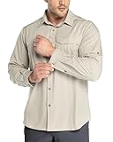 Outdoor Ventures Hemd Herren Freizeithemd Langarm Outdoor Shirt Atmungsaktive Schnell Trocknende Funktionshemd, Männer Frühling Sommer UV-Schutz Sportshirt Khaki XL