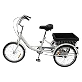 Jerool 20-Zoll-Dreirad für Erwachsene, Fahrrad für Erwachsene, 8-Gang-Lastenfahrrad mit Einkaufskorb, geeignet für Stadt, Strand und Radwege