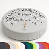 Strauss Home® Rundes Spannbetttuch Premium Jersey 100% Baumwolle für runde Boxspringbetten und Wasserbetten - runde Matratzen - Steghöhe bis 40cm (Hellgrau)