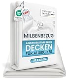Glückstoff® Milbenbezug Bettdecke 135x200 [Zertifiziert IN Deutschland] - Allergie Bettwäsche Anti Milben - Allergiker-Bettwäsche - Anti Milben Bettbezug Encasing Deckenbezug - Milbenschutzbezug