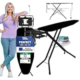 NUR FÜR Kurze Zeit! STAHLMANN ® großes Bügelbrett [120x42 Bügelfläche] mit Kleidungsplatte – robuster Bügeltisch – extra stabiles Bügelbrett [Made IN EU] – Tischbügelbrett