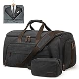 S-ZONE Unisex 2-in-1 Umwandelbarer Kleidersack Canvas Kleidertasche Anzugtasche Carry On Garment Bag mit Kulturbeutel für Reisen Kurzurlaub Geschäftsreisen Aufbewahrung