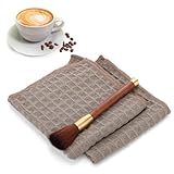 Reinigungspinsel Kaffeepinsel, Mehrzweck Kaffee Reinigungspinsel mit 2 Reinigungstuch, Bequem Zu Halten Kaffeepinsel mit Holzgriff, Professionelle Reinigungsset für Coffee & Espresso Machines