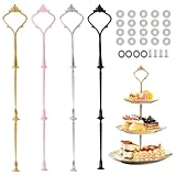 mizikuu 4 Pack Etageren Stangen Set, Etagen Vintage Silber Gold Metallstangen Etagere Bausatz für 2 bis 3 stufige Hochzeitstorte Etagere Tortenständer Tortenhalter Torten