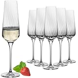 IMPERIAL Sektkelche 200ml (max 230ml) 'London' Set 6-Teilig geriffelte Sektgläser aus Crystalline Glas Spülmaschinenfest