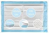 TIGA-MED Krankenunterlagen 40x60cm | 6-lagig | 100 Stück | Trainingspads | Wickelunterlagen für Babys | Einmal Patientenunterlagen | Inkontinenzunterlagen | Welpenunterlagen