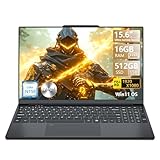 15,6 Zoll Laptop N150 CPU, Metall Win 11 Pro Laptop 16GB DDR4 RAM 512GB SSD, Notebook mit FHD IPS ultraschmalem Rahmen, Tastatur Hintergrundbeleuchtung, USB3.0, Mini-HDMI, WiFi 5, Webcam PC-Computer