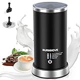 BURNNOVE 4 in 1 Elektrischer Milchaufschäumer 600W Edelstahl Milchschäumer 240ml Milk Frother kalter und heißer Milchschaum oder erhitzte Milch Antihaftbeschichtung schnelle und leise