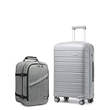 Kono Gepäck-Set 2-teilig Koffer Trolley Hartschale mit Kabinenreisetasche Leichter Business-Rucksack, grau, 51 cm, Gepäck mit Spinner-Rad