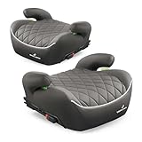 WALSER Premium Kinder Sitzerhöhung Auto ISOFIX 2 Stück, Qualitätssieger Sehr Gut* Kindersitz Auto 125-150 cm, bequeme Kindersitzerhöhung Auto Andy neueste Norm ECE R 129, Sitzerhöhung Auto grau