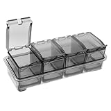 MAGICLULU Gewürzbox Gewürzhalter Gewürzglas Mit Mehreren Fächern Gewürzbehälter Mit Fächern Gewürzglas Mit Mehreren Gittern Gewürzboxen Für Die Küche Salz Und Gewürzbehälter Schwarz