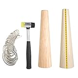4-teiliges Dornmaß-Set zur Schmuckherstellung, hölzerner Armreifdorn für die Reparatur von Ringen und Armbändern, Messverarbeitung, professionelles Schmuckwerkzeug-Set mit Hammer