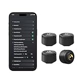 OBEST Bluetooth Reifendruckkontrollsystem mit 4 externen Sensoren, Bluetooth Reifendrucksensor Reifen Sensor APP für Autos und Motorräder