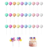30 Stück Tortendeko Kugeln Cake Topper, Tortendeko Balls, Kuchen Deko Kugeln, Mini Ballons Bunte Luftballons Einsatz für Hochzeit Geburtstag Jahrestag Babyparty Cupcake Deko Kuchendekoration