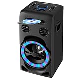 TIAMBOY Party-Lautsprecher Soundsystem Stereoanlage Kompaktanlage Soundbox mit CD-Player, Bluetooth, UKW-Radio, USB/AUX-Eingang, 2 x Karaoke mic Porta