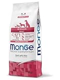 Monge Natural Superpremium Adult Beef and Rice, Hundefutter für alle Rassen (Trockenfutter für Hunde mit Rindfleisch & Reis, sehr Ballaststoff- & Vitaminreich, 12 kg)