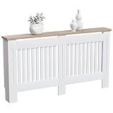 Vida Designs Heizkörperverkleidung Arlington, weiß, modern lackiertes MDF-Gehäuse, Lamellen, Grill, Holzablage, groß (H: 83,3/B: 152/T: 19 cm)