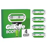 Gillette Body Rasierklingen für Rasierer Herren, 4 Ersatzklingen mit 3-Fach Klingen für Nassrasierer & Körperrasierer