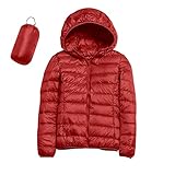 Einsatz Mantel Schwangerschaft Frauen Warme wasserdichte Leichte Jacke Mit Kapuze Winddichter Wintermantel Mit Recycelter Isolierung Winter Schlank Kurz Mit Kapuze Warme Damen Lederjacke (Red, XL)