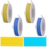 MKBKLLJY 26 Gauge Litzenkabel 300V PVC-Elektrokabel 26AWG Isolierung verzinnt beschichteter Kupferdraht Anschlussdraht gelb/blau 16,4 ft Jedes Kabel sortiert mit Kabelbindern für Elektronik-Heimwerker