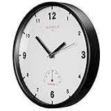 Kienzle DCF-Garten-Funkwanduhr für außen, Ø 30 cm, Gartenuhr mit Thermometer, lautlos, spritzwassergeschützt, Stahlrahmen, batteriebetrieben