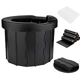 YUEJIDZ Tragbare Mobile Campingtoilette,Faltbare Toilette Outdoor Camping Toiletten mit 30 Müllsäcke,Leicht zu Reinigen Schwarze Tragbares WC für Notfall, Unterwegs, Wandern, Ausflüge, Stau