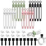 Nayyana 40-teiliges Kabel-Organizer-Set, wiederverwendbare elastische Kabelbinder aus Silikon, stark klebende Kabelclips für das Kabelmanagement, Mehrzweck-Kabelmanagement, 4 Farben