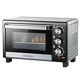 STEInBORG Mini Backofen 15 Liter Pizza-Ofen 3in1 Backofen Minibackofen Miniofen Krümelblech Ober-/Unterhitze Energiesparend 60 min.Timer