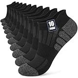 Stoeury 10 Paar Sneaker Socken Herren Damen, Atmungsaktive Baumwolle Kurze Sportsocken, Bequeme Sneakersocken mit Atmungsaktivem Netz, Knöchelsocken Herren mit Fußgewölbestütze, Schwarz, 43-46