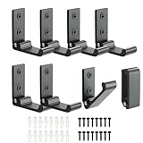 Mooche 8 Stück 5cm Faltbare Kleiderhaken Schwarz, 304 Edelstahl Wandhaken zum Aufhängen mit Geboht, Wandmontage, Haken für Akustikpaneele, Schlafzimmer, Wohnzimmer
