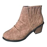Generisch RöMische Damen Stiefeletten Mit Absatz für Freizeitmode Elegante Kurzstiefel Bequeme Winter Schuhe, Winter Ankle Boots Westernstiefel, Klassische Elegante Blockabsatz Bequemer Gummistiefel