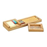 Relaxdays Stiftablage Bambus, 3-teiliger Schreibtisch Organizer, Stifteschale & Zettelhalter, HBT 3,8 x 31 x 9 cm, natur
