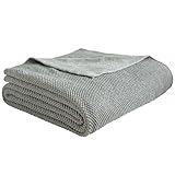 MH MYLUNE HOME Baumwolldecke Strickdecke Öko-Tex 150x200cm Kuscheldecke 100% Baumwolle Sofadecke Wohndecke Gehäkelte Decke Cotton Knitted Blanket-Grau 150 x 200 cm