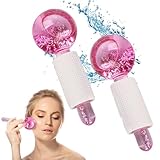 DAKLUNAR 2 PCS Facial Ice Globes für Gesicht, Kühlkugeln Set für Augen & Nacken, Facial Roller für Straffen die Haut Reduzieren Schwellungen Augenringe Verbessern die Durchblutung (Rosa)