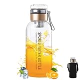 HIULLEN Trinkflasche Glas 1L mit Neoprenhülle, Glasflasche mit Edelstahl-Sieb, Wasserflasche Glas Auslaufsichere Glastrinkflasche für kalten Heiß Getränken Smoothies, für Outdoor Büro Schule