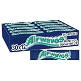 Airwaves Kaugummi Zuckerfrei, Menthol Eukalyptus Gum, 30 x 12 Dragees, Großpackung Chewing Gum, Kaugummi ohne Zucker mit Minz Frische (360 Dragees)