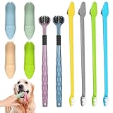 Soodyoow Hundezahnbürste, 10 Stück Zahnbürste für Hunde, 2 Stück Dreifach Köpfe Hundezahnbürsten, 4 Fingerzahnbürste, 4 Doppelköpfige Dog Toothbrush, 360º Pets Zähne Reinigung Zahnbürste